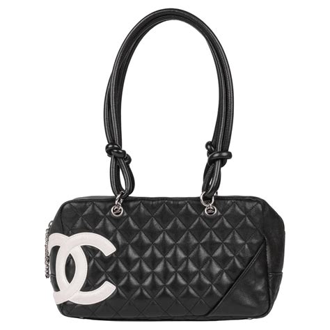 chanel black and white bowling bag